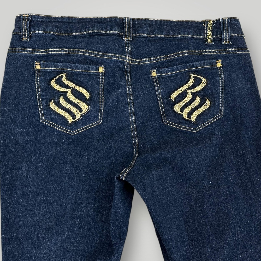 Rocawear Jeans Womens 24 (42x31.5) Plus Blue Straight High Rise Stretch‎ Denim